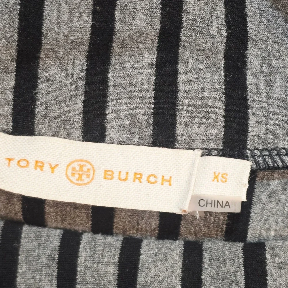 Tory Burch Grey Black Striped Mock Neck Long Sleeve Dress‎ XS 30142482
